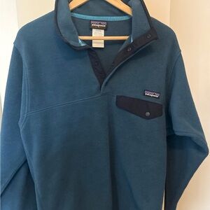 Patagonia Men’s Teal Snap‑Placket Fleece Pullover with Chest Pocket